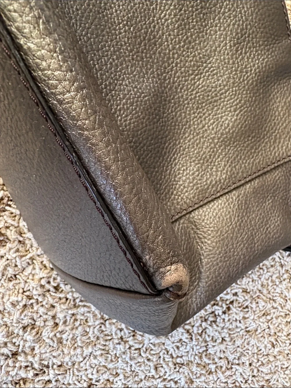 Loxwood Le Cabas Parisien Brown/Kaki Leather Tote with Tassel